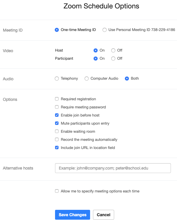 Zoom Extension Options